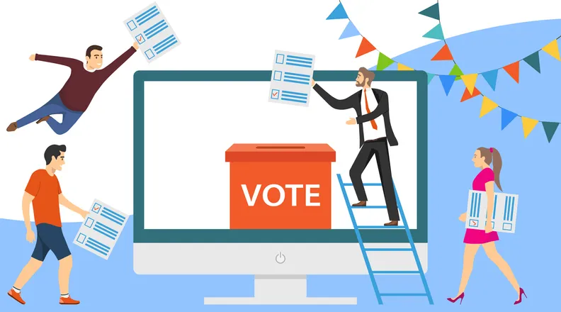 intro image showing a happy young girl with many statistical view voting components