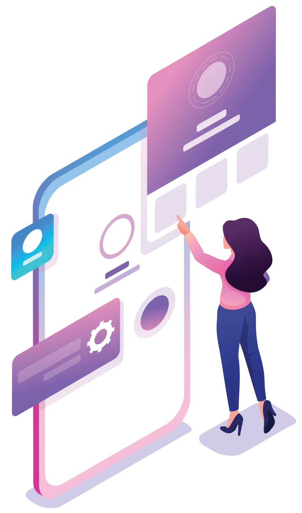 a young woman using a big touch screen to vote